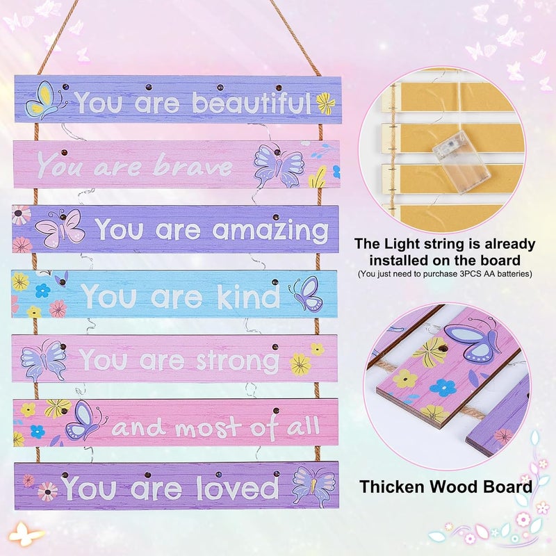 FIOBEE Girls Room Décor for Teen Girls Boys with LED Light Wall Decor for Bedroom Motivational Inspirational Wall Art Girl Room Decoration for Kids Studyroom, 8 Kinds of Lights, Purple Butterfly - Image 5